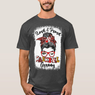 Loud och Proud Baseball Grammy Messy Bun Bleached T Shirt