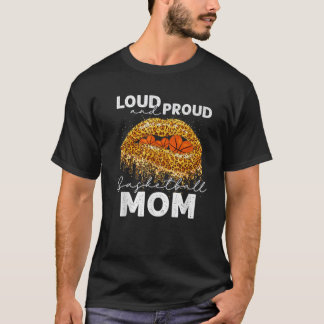 Loud och Proud Basketball Mamma Life Leopard Läppa T Shirt