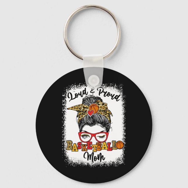 Loud och Proud Bysketbyll Mamma Messy Bun blekt Nyckelring (Framsida)