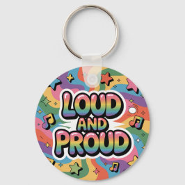 Loud och Proud - Färgfull Psychedelic LGBTQ+ Ally Nyckelring