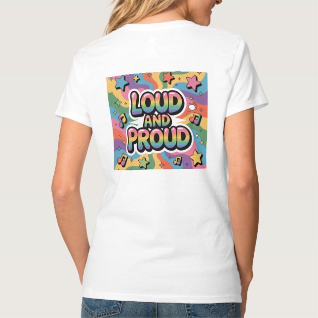 Loud och Proud - Färgfull Psychedelic LGBTQ+ Ally T Shirt (Baksida)
