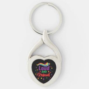 Loud och stolt HGBTQ Twisted Heart Silverfärgad Nyckelring