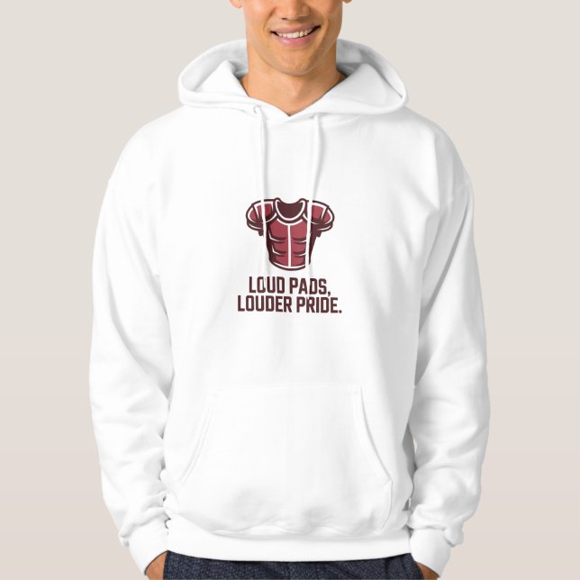 Loud Pads Louder Pride Red Football Armor Graphic Hoodie (Framsida)