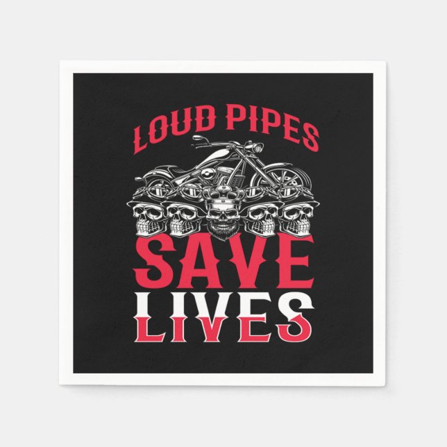 Loud Pipes Save Lives Motorcycle Biker Pappersservett (Framsidan)