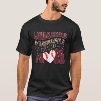 Loud Proud Baseball Mamma Maroon Team Leopard Base T Shirt
