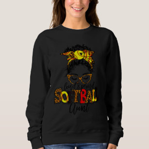 Loud & Proud Softball Moster Messy Bun Leopard Ble T Shirt