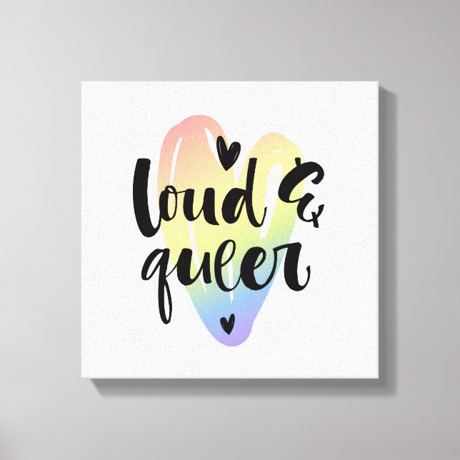 Loud & Queer | Vattenfärgshjärta Canvastryck (Framsida)