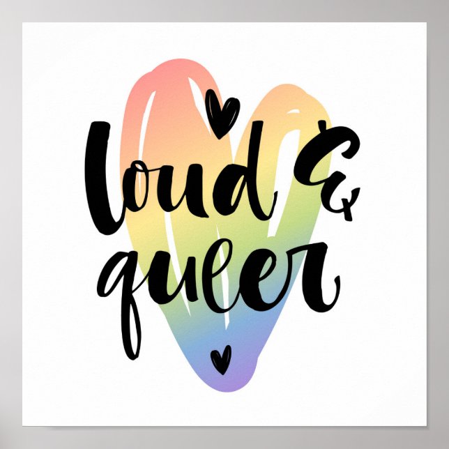 Loud & Queer | Vattenfärgshjärta Poster (Framsidan)