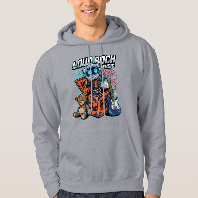 Loud Rock Music Robot Hoodie (Framsida)