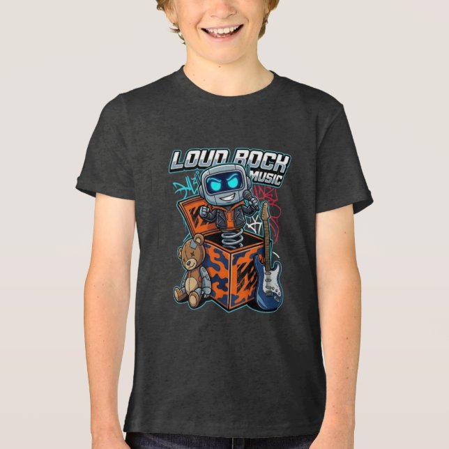Loud Rock Music Robot T Shirt (Framsida)