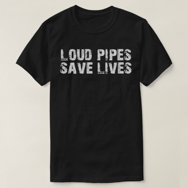 Loud Rör Spara lever motorcyklisk Biker i bilmekan T Shirt (Design framsida)