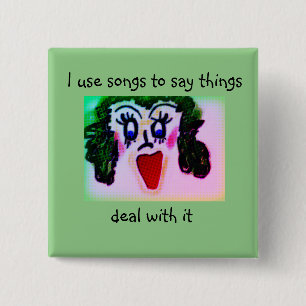 Loudmouth dam tecknad använda sång för att säga sa knapp