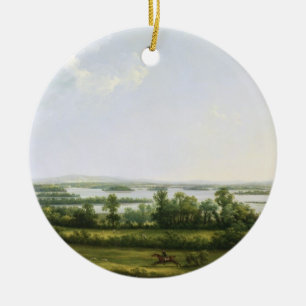 Lough Erne från knackning Ninney, med Bellisle i Julgransprydnad Keramik
