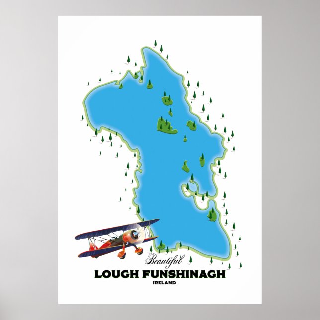 Lough Funshinagh Ireland-reseaffisch. Poster (Framsidan)