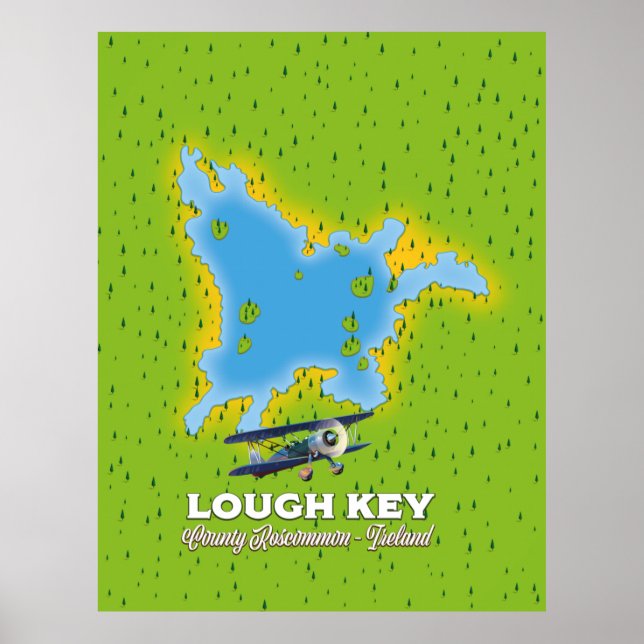 Lough Key County Roscommon, Irland karta Poster (Framsidan)
