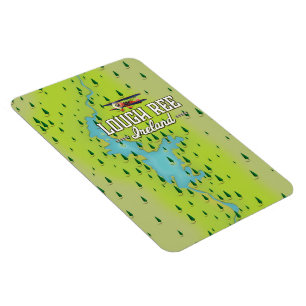 Lough Ree Ireland Vintage Karta. Magnet