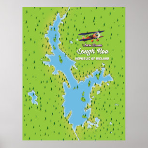 Lough Ree Republic of Ireland Karta, irland lough, Poster