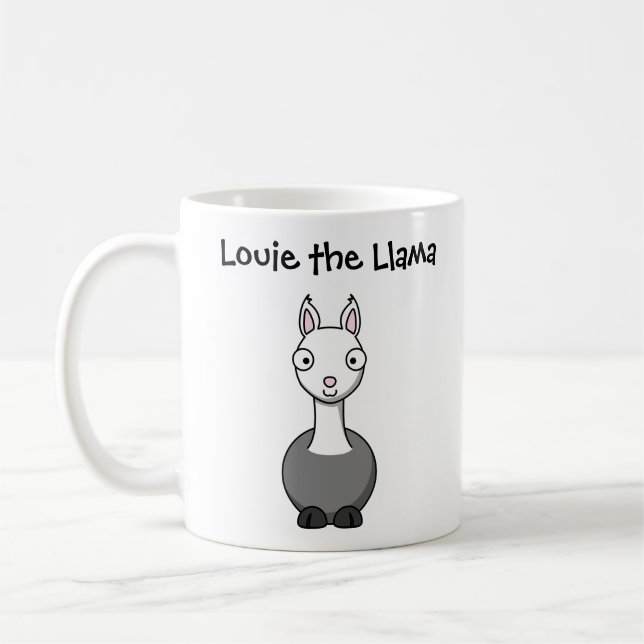 Louie Lama Anpassad Tecknad Barnmugg Kaffemugg (Vänster)