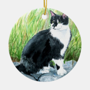 Louie smokingkatten julgransprydnad keramik