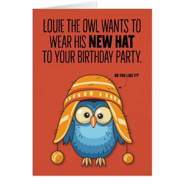 Louie Uggla's nya nya Hat Birthday Card Hälsningskort (Framsidan)