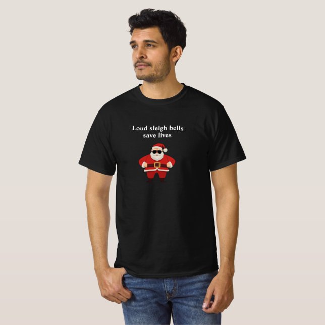 Louigh sleigh klockor spara lever motorcykel jul t shirt (Hel framsida)