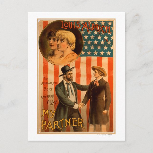 Louis Aldrich i min partner Theatrical Play Vykort (Framsida)