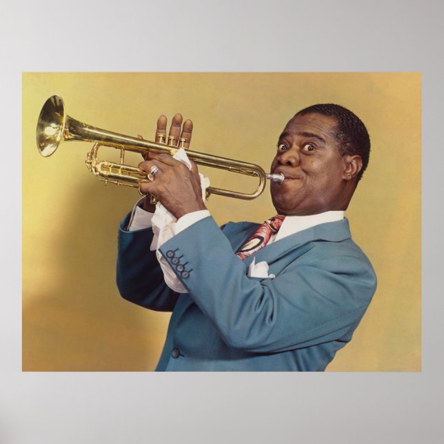 Louis Armstrong - Färg Jazz Porträtt Poster (Framsidan)