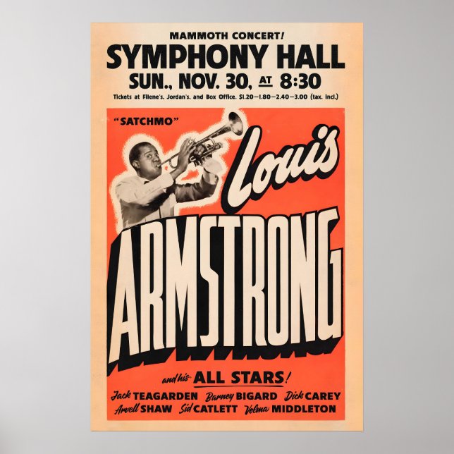 Louis Armstrong jazzaffisch - Satchmo på Symphony Poster (Framsidan)