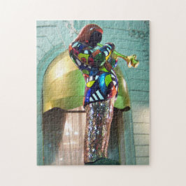 Louis Armstrong Statue Nice Frankrike Fransk Rivie Pussel