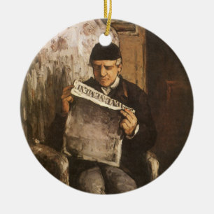 Louis Auguste Cezanne Fadern till konstnären läser Julgransprydnad Keramik