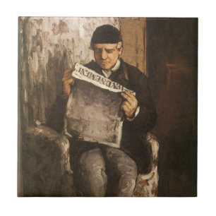 Louis Auguste Cezanne Fadern till konstnären läser Kakelplatta