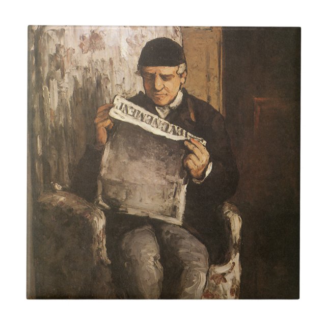 Louis Auguste Cezanne Fadern till konstnären läser Kakelplatta (Framsidan)