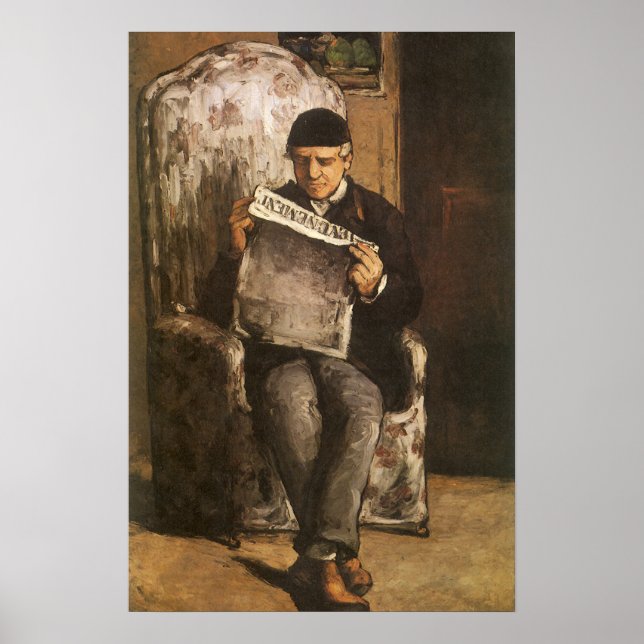 Louis Auguste Cezanne konstnärens far läser Poster (Framsidan)