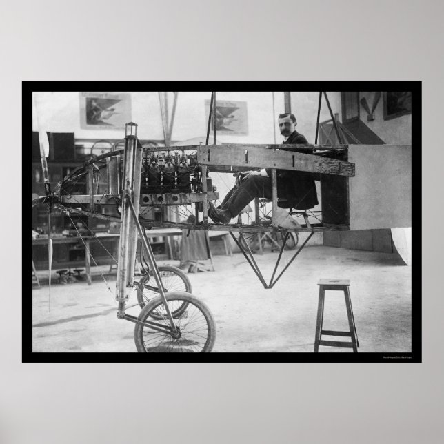 Louis Bleriot och hans 50 Horsepower Monoplane 191 Poster (Framsidan)