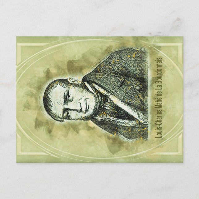 Louis-Charles Mahé de La Bourdonnais Vykort (Framsida)