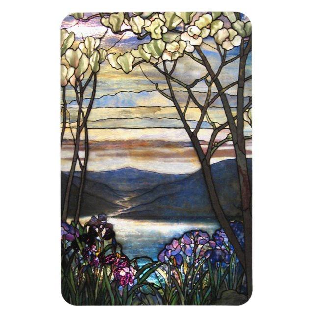 Louis Comfort Tiffany - slipat glas 4 Magnolias Magnet (Vertikal)