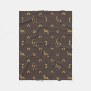 Louis Doberman Silhouette Monogram Luxury Hund Fleecefilt