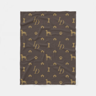 Louis Doberman Silhouette Monogram Luxury Hund Fleecefilt
