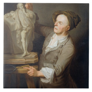 Louis-Francois Roubiliac (1695-1762) modellera som Kakelplatta