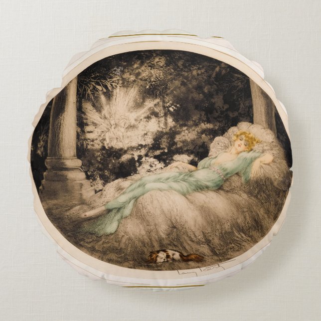 Louis Icarts sovande skönhet Rund Kudde (Framsidan)