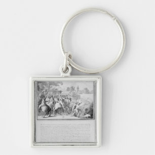 Louis II de Bourbon Prince av Conde med Fyrkantig Silverfärgad Nyckelring