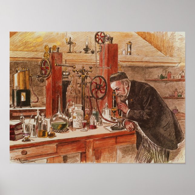 Louis Pasteur experimentating Poster (Framsidan)