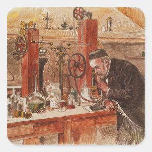 Louis Pasteur experimentera Fyrkantigt Klistermärke