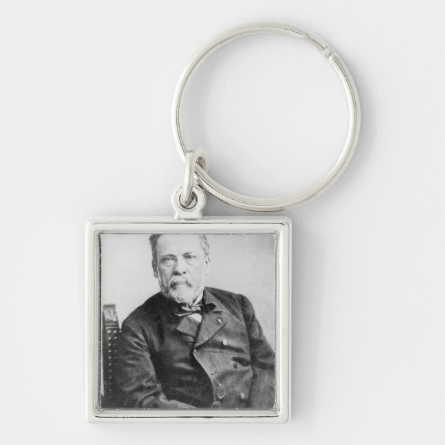 Louis Pasteur Fyrkantig Silverfärgad Nyckelring (Framsidan)