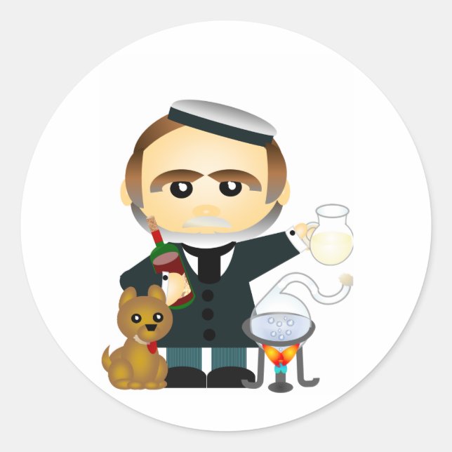 Louis Pasteur Runt Klistermärke (Framsida)