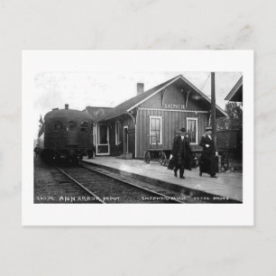 Louis Pesha Ann Arbor Railroad Depot Shepherd, MI Vykort