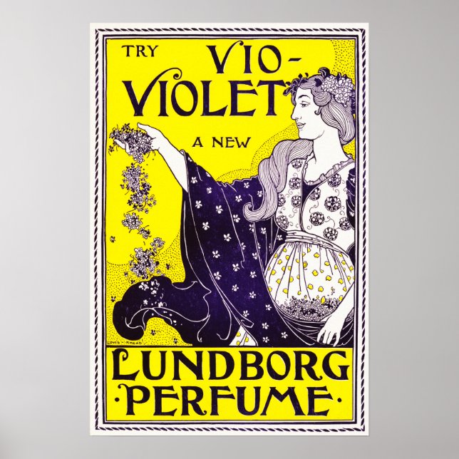 Louis Rhead provade New VIOLET Lundborg Parfym Art Poster (Framsidan)