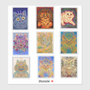 Louis Wain, 9 Psychedelic Cat Paintings Klistermärken