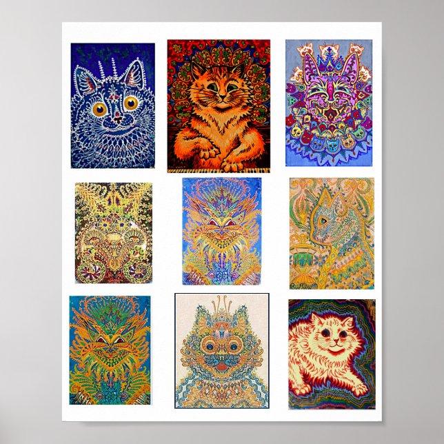 Louis Wain, 9 Psychedelic Cats Poster (Framsidan)