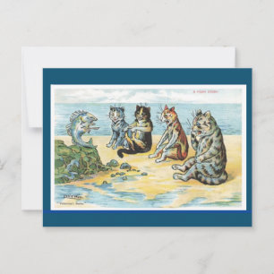Louis Wain,A Fishy Story, Cat Art Postcard Vykort
